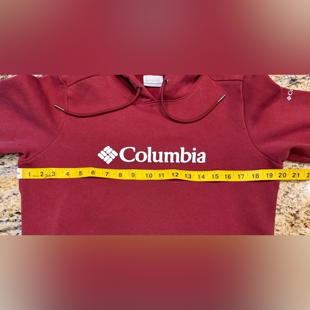 Columbia Burgundy Sweatshirt Hoodie Long Sleeve Front Pocket Women’s Size S - Picture 7 of 8
